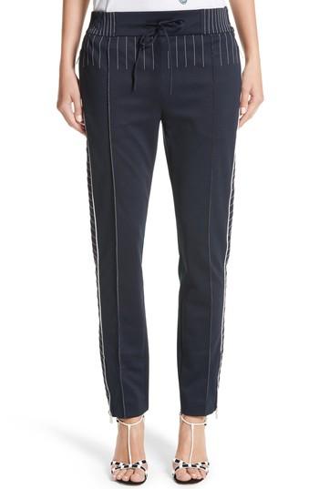 Women's Valentino Techno Stretch Jersey Track Pants Us / 38 It - Blue