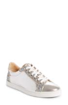 Women's Christian Louboutin Seava Embellished Lizardskin Embossed Sneaker Us / 35eu - Metallic