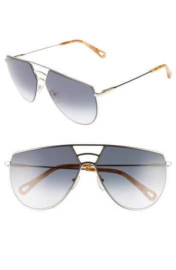 Women's Chloe Negative Space 62mm Oversize Aviator Sunglasses - Gold/ Petrol