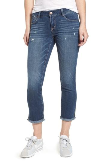 Women's 1822 Denim Side Slit Fray Hem Skinny Jeans - Blue