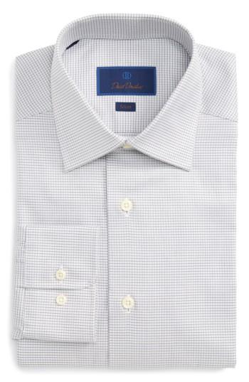 Men's David Donahue Slim Fit Check Dress Shirt .5 32/33 - Grey