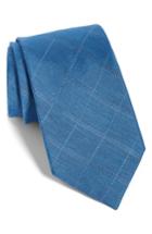 Men's The Tie Bar Check Silk & Linen Tie, Size X-long X-long - Blue