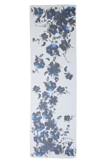 Women's St. John Collection Spring Blossom Silk Georgette Scarf, Size - White
