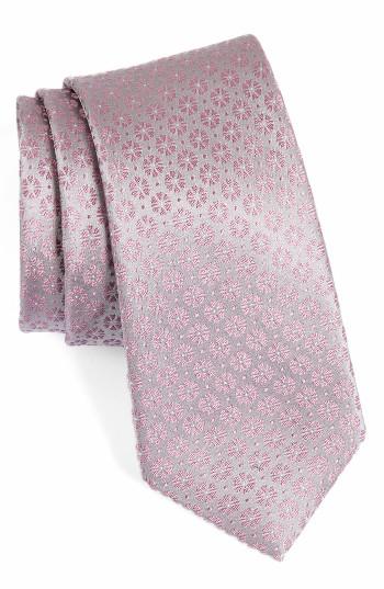 Men's Calibrate Clover Medallion Silk Tie, Size - Pink