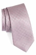 Men's Calibrate Clover Medallion Silk Tie, Size - Pink
