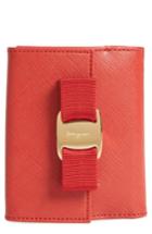 Women's Salvatore Ferragamo Vara Bow Calfskin Leather French Wallet - Red