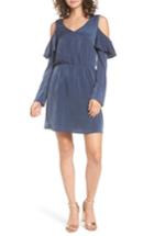 Women's Everly Ruffle Satin Cold Shoulder Dress - Blue