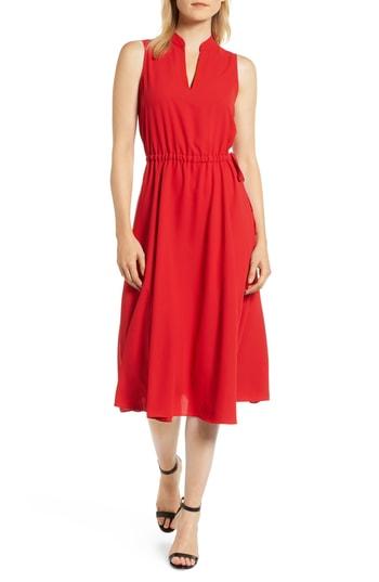 Women's Anne Klein Drawstring Waist Midi Dress - Red