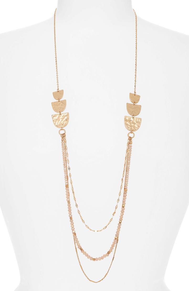 Women's Canvas Half Moons Multi Chain Necklace