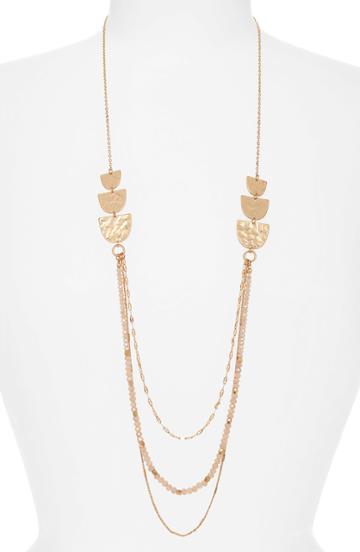 Women's Canvas Half Moons Multi Chain Necklace
