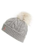 Women's Moncler 'berreto' Wool & Cashmere Cable Knit Beanie With Genuine Coyote Fur Pom -