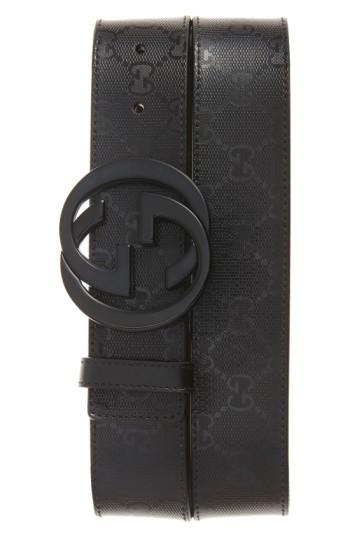 Men's Gucci Logo Embossed Leather Belt 5 - Black