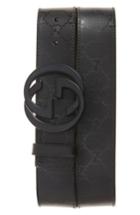 Men's Gucci Logo Embossed Leather Belt 5 - Black