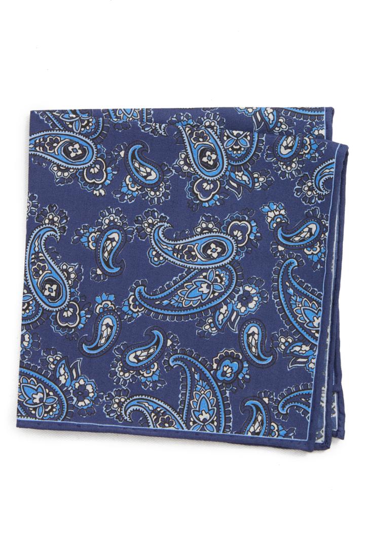 Men's Canali Paisley Cotton Pocket Square