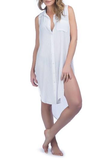 Women's Green Dragon Crinkle Cover-up Shirtdress - White