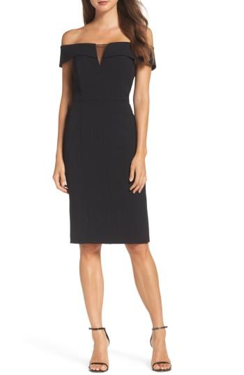 Women's Vince Camuto Off The Shoulder Crepe Sheath Dress - Black
