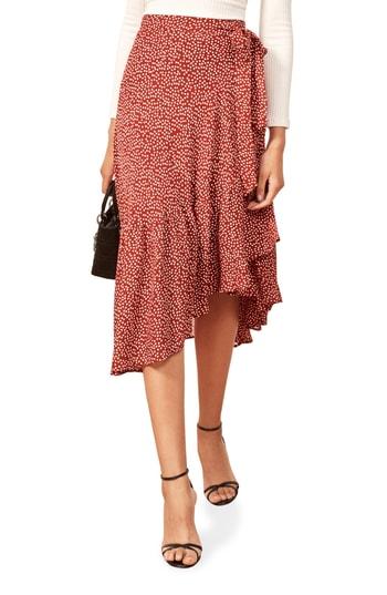 Women's Reformation Annaliese Wrap Skirt - Red