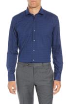 Men's Ted Baker London Trimee Trim Fit Check Dress Shirt - 32/33 - Blue
