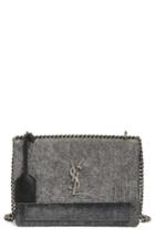 Saint Laurent Medium Sunset Denim Shoulder Bag - Black