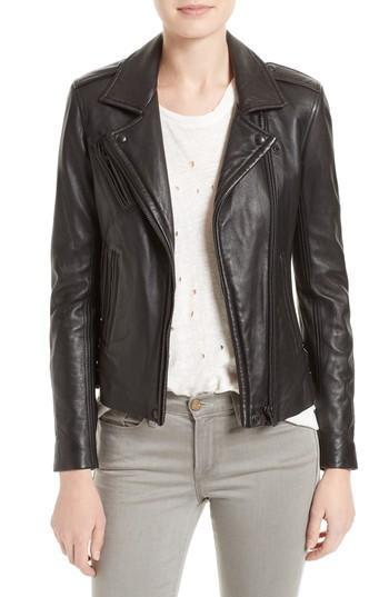 Women's Iro 'han' Lambskin Leather Moto Jacket Us / 40 Fr - Black