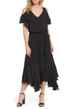 Petite Women's Maggy London Cold Shoulder Midi Dress P - Black