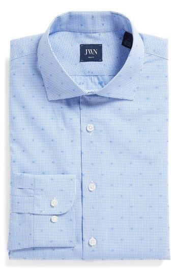 Men's John W. Nordstrom Trim Fit Check Dress Shirt .5 - Blue