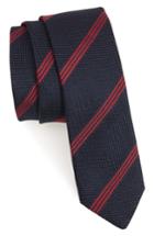 Men's Eleventy Stripe Wool Skinny Tie, Size - Blue