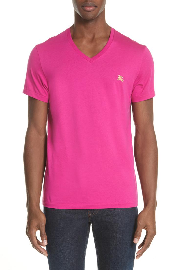 Men's Burberry Jadford V-neck T-shirt, Size - Pink