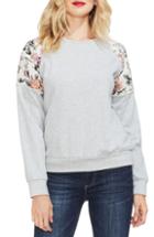 Women's 1.state Off Shoulder Sparkle Eyelash Sweatshirt - Black