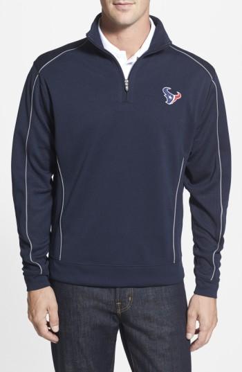 Men's Cutter & Buck Houston Texans - Edge Drytec Moisture Wicking Half Zip Pullover