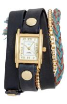Women's La Mer Collections Brunello Leather & Chain Wrap Watch, 25mm