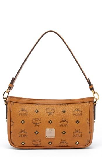 Mcm 'small Visetos' Convertible Coated Canvas Shoulder Bag - Brown