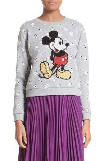 Women's Marc Jacobs Embellished Mickey Shrunken Sweatshirt - Grey