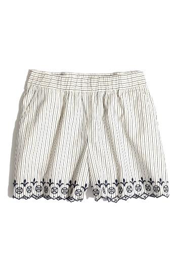 Women's Madewell Embroidered Jardin Shorts, Size - Blue