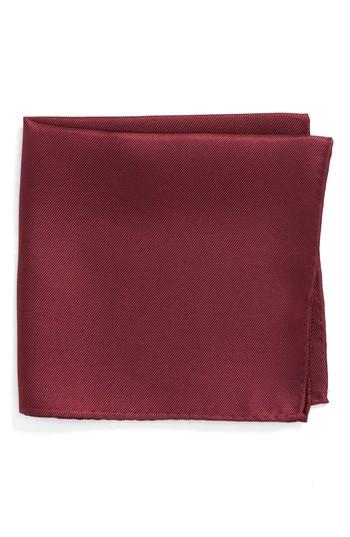 Men's Nordstrom Men's Shop King Twill Silk Pocket Square, Size - Burgundy