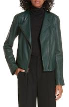 Women's Vince Cross Front Leather Jacket - Green
