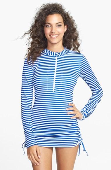 Women's Mott 50 'sonja' Long Sleeve Half Zip Convertible Swimdress - Blue