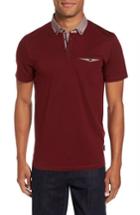Men's Ted Baker London Woven Collar Polo (l) - Red
