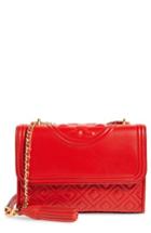 Tory Burch Small Fleming Quilted Lambskin Leather Convertible Shoulder Bag - Red