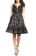 Women's Mac Duggal Lace Fit & Flare Dress - Black