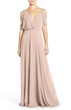 Women's Jenny Yoo Cassie Flutter Sleeve Chiffon A-line Gown - Pink