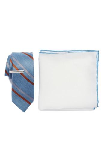 Men's The Tie Bar Pep Stripe 3-piece Skinny Tie Style Box, Size - Blue