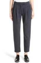 Women's Armani Collezioni Pinstripe Pleat Front Jersey Pants Us / 38 It - Blue