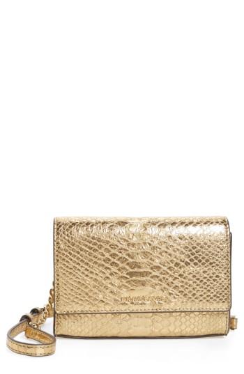 Michael Michael Kors Medium Ruby Metallic Snake-embossed Leather Clutch - Metallic