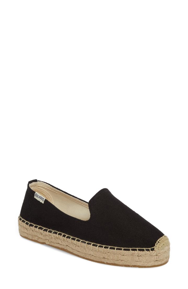 Women's Soludos Platform Espadrille Flat .5 M - Black