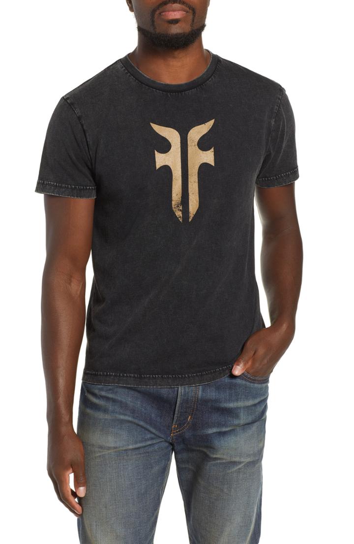 Men's Frye Double-f Logo Acid Wash T-shirt, Size - Black