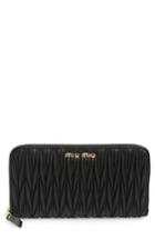 Women's Miu Miu Matelasse Lambskin Leather Zip Around Wallet -