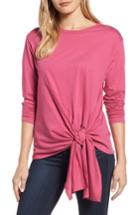 Women's Caslon Long Sleeve Side Tie Tee, Size - Pink