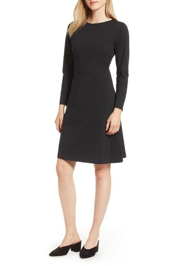 Petite Women's J.crew 365 Knit Fit & Flare Dress, Size P - Black