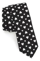 Men's 1901 Hearts Print Skinny Tie, Size - Black